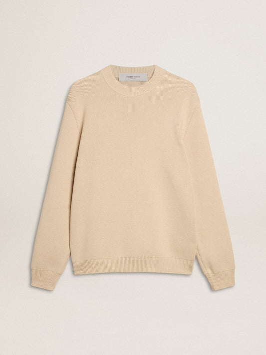 Men’s beige crew neck sweater with ‘Golden’ lettering on the back - Golden Goose Men