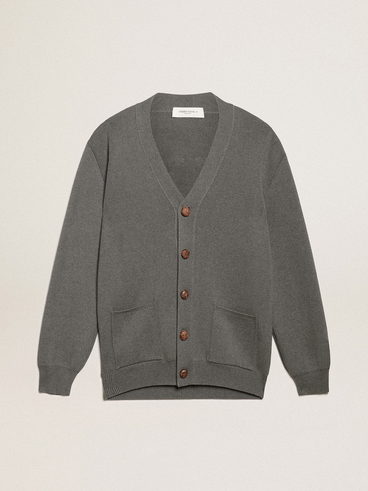 Men's grey cotton cardigan with buttons | Golden Goose - Golden Goose Men