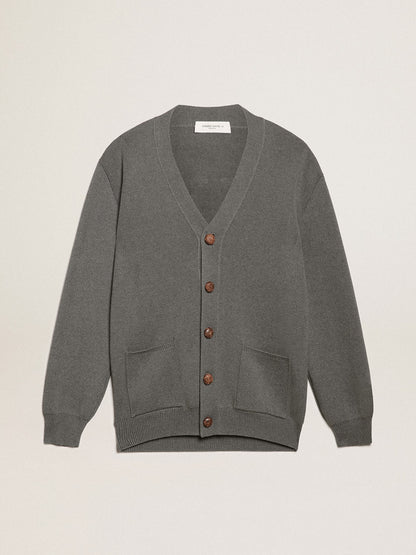 Men's grey cotton cardigan with buttons | Golden Goose - Golden Goose Men