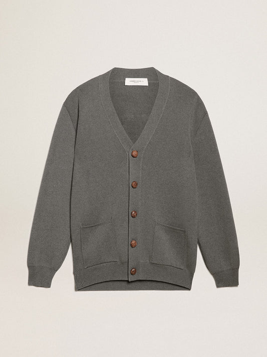 Men's grey cotton cardigan with buttons | Golden Goose - Golden Goose Men
