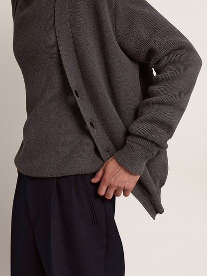 Men's grey cotton cardigan with buttons | Golden Goose - Golden Goose Men