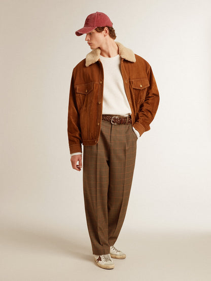 Men's crew-neck sweater in worn white ribbed wool - Golden Goose Men