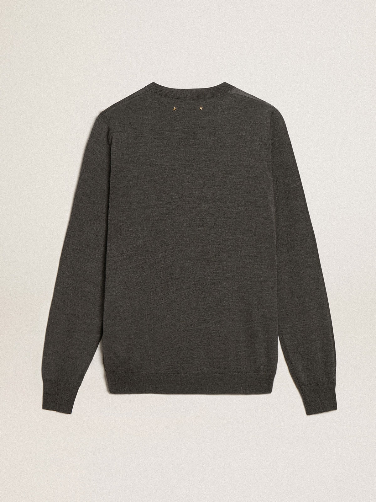 Men's round-neck sweater in dark gray mélange wool - Golden Goose Men