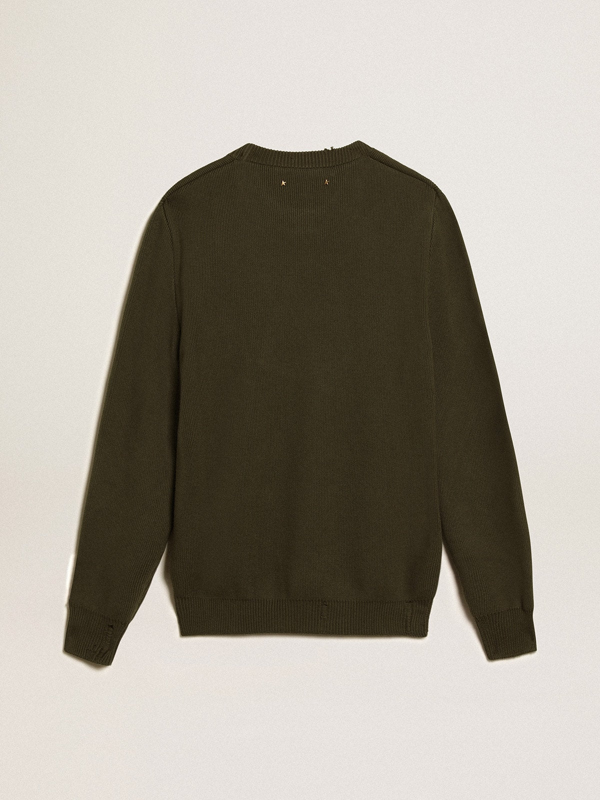 Men's round-neck sweater in military green cotton - Golden Goose Men