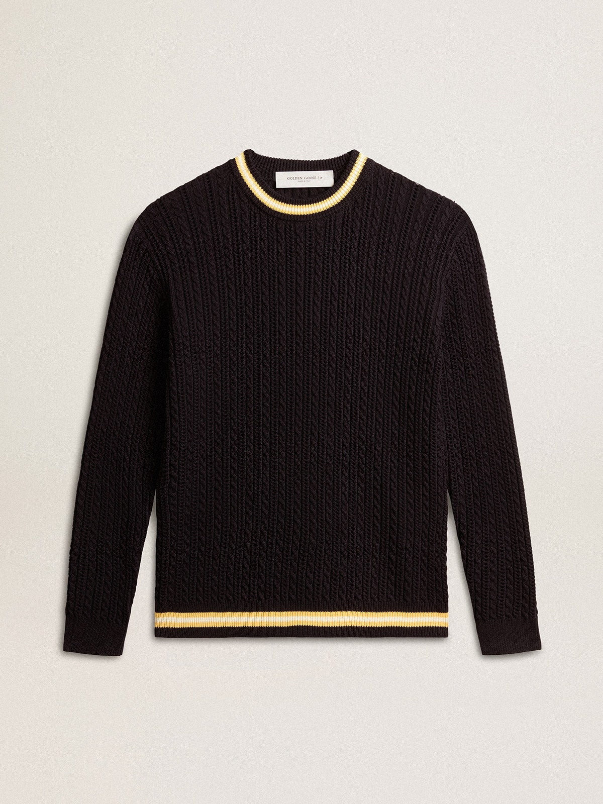 Men’s blue round-neck sweater with contrasting ribbing - Golden Goose Men