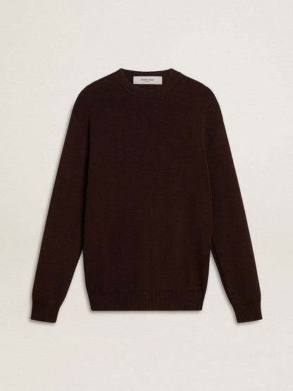 Men's brown crew-neck sweater with 'Golden' lettering on the back - Golden Goose Men