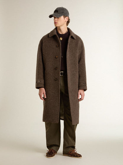Men's brown crew-neck sweater with 'Golden' lettering on the back - Golden Goose Men