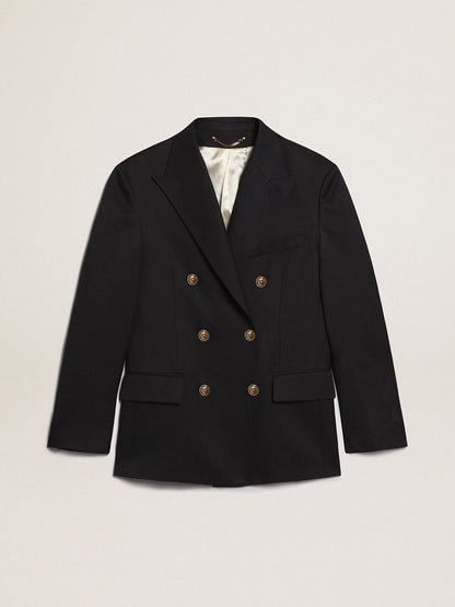 Men's double-breasted blazer in dark blue - Golden Goose Men