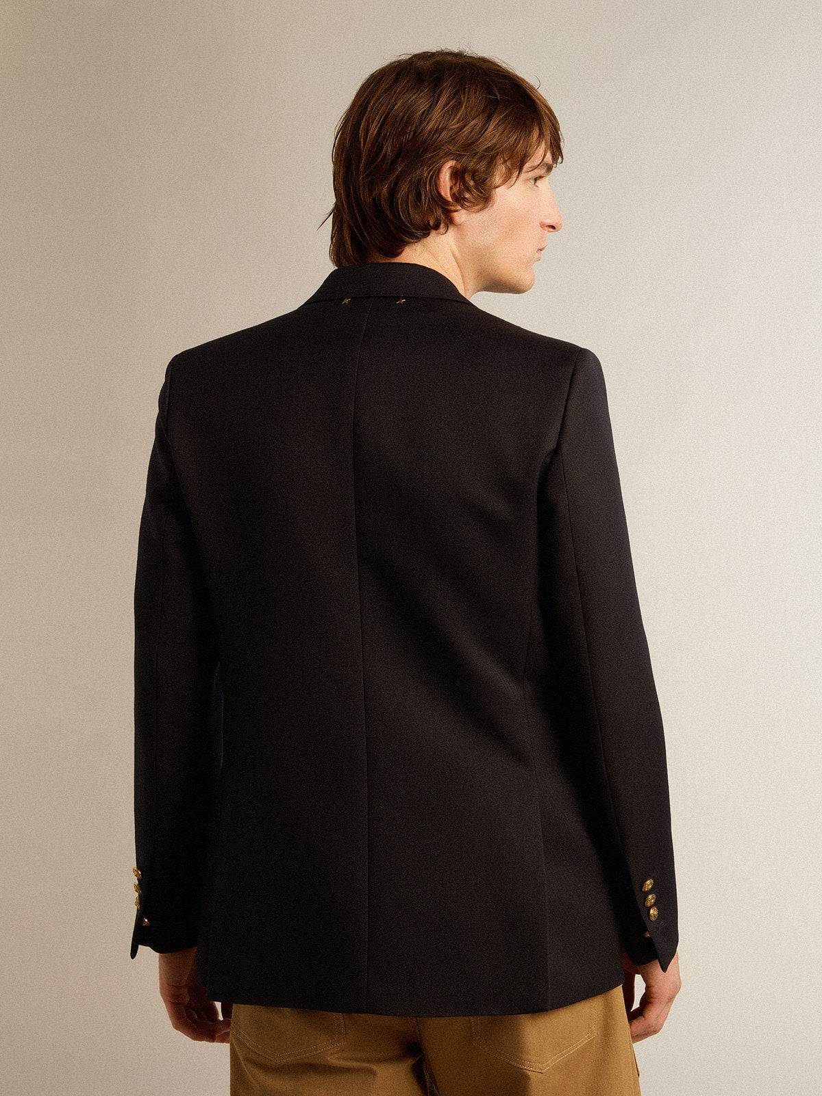 Men's double-breasted blazer in dark blue - Golden Goose Men