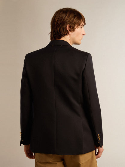 Men's double-breasted blazer in dark blue - Golden Goose Men