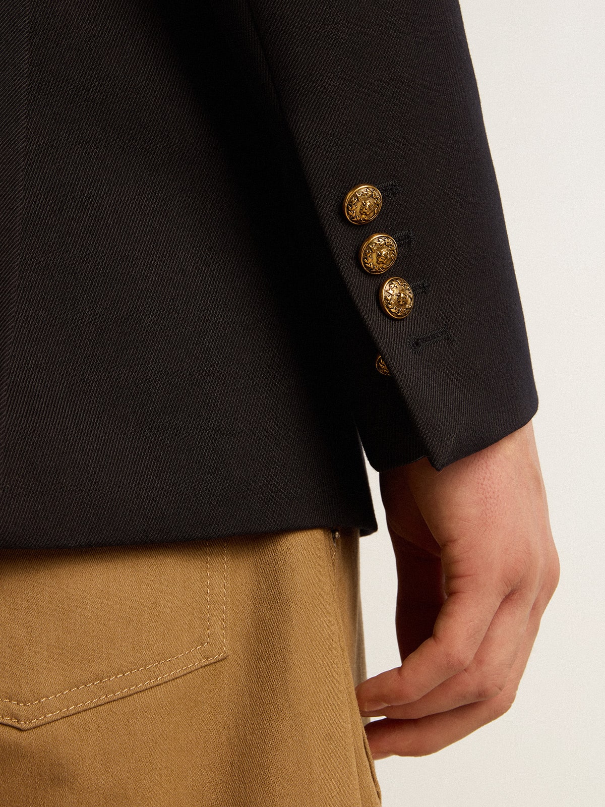 Men's double-breasted blazer in dark blue - Golden Goose Men