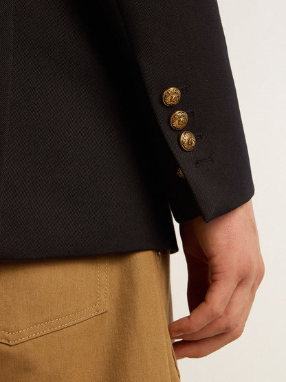 Men's double-breasted blazer in dark blue - Golden Goose Men