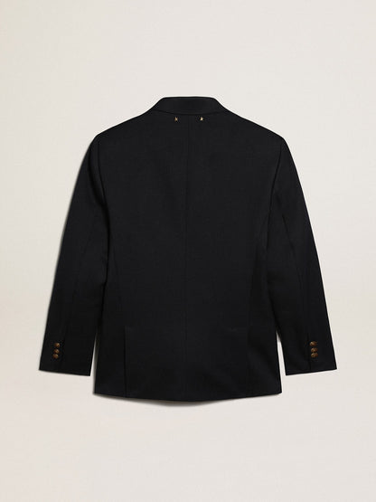 Men's double-breasted blazer in dark blue - Golden Goose Men