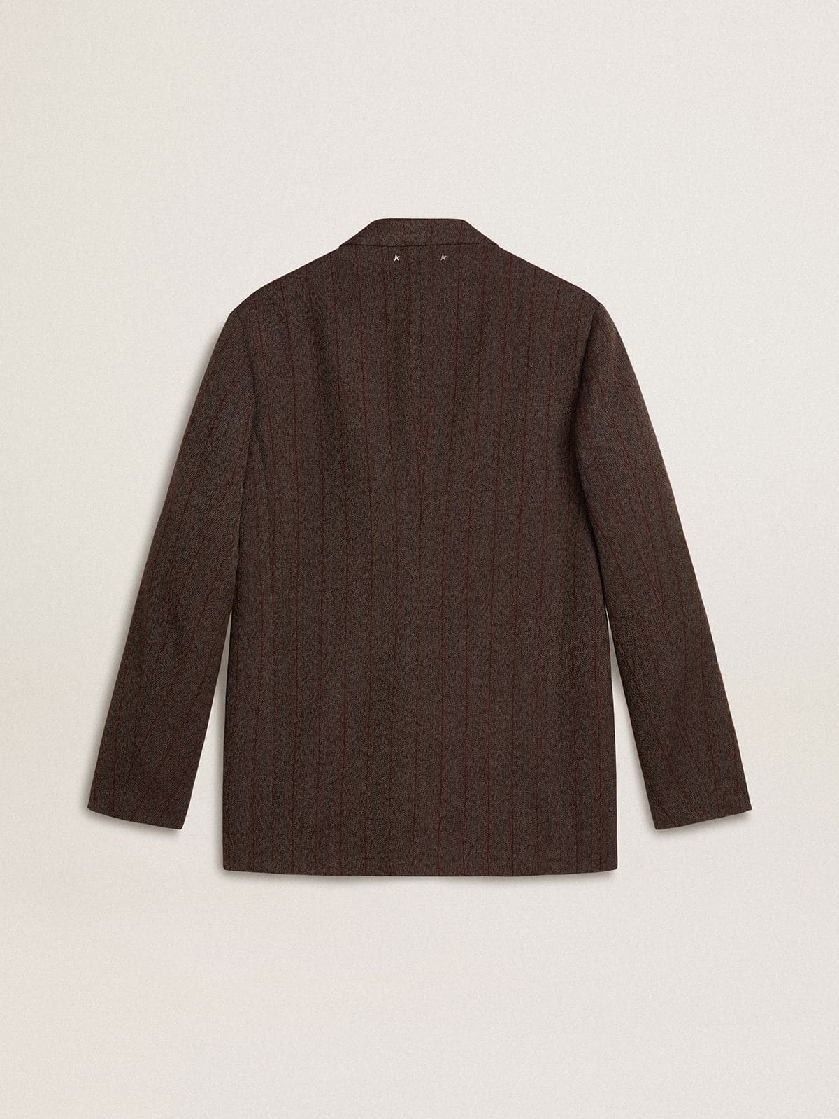 Men's single-breasted blazer in dark brown wool with thin stripe pattern - Golden Goose Men