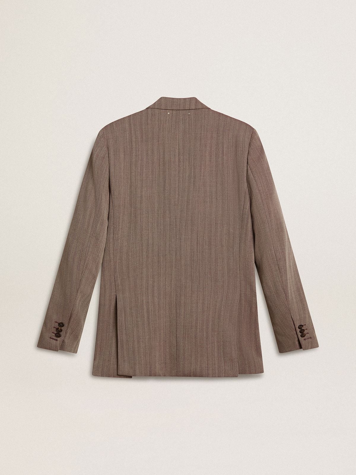 Men's beige chevron wool blend double-breasted blazer - Golden Goose Men