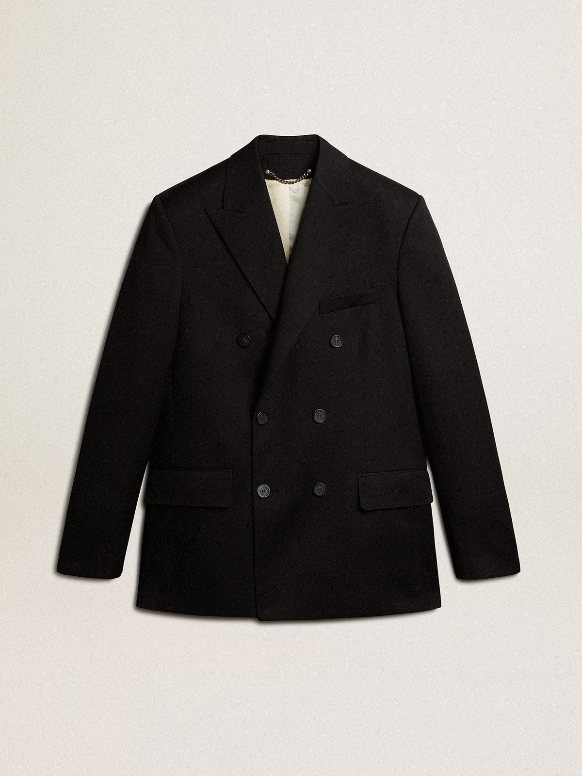 Men’s black double-breasted blazer with button fastening - Golden Goose Men