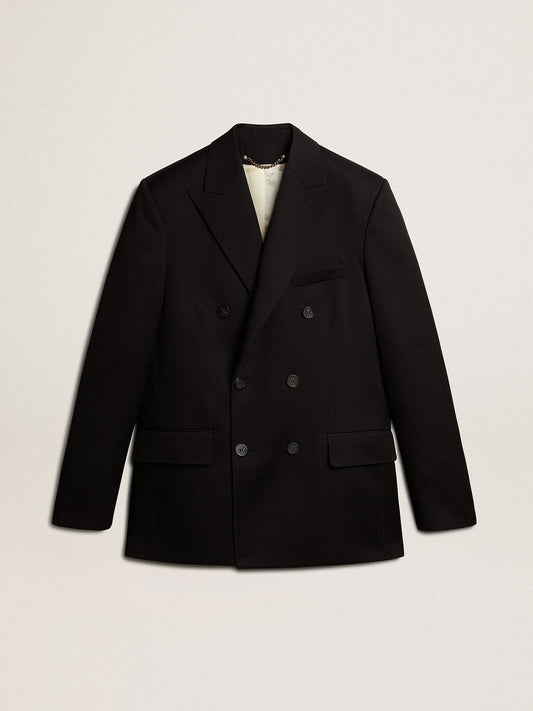 Men’s black double-breasted blazer with button fastening - Golden Goose Men