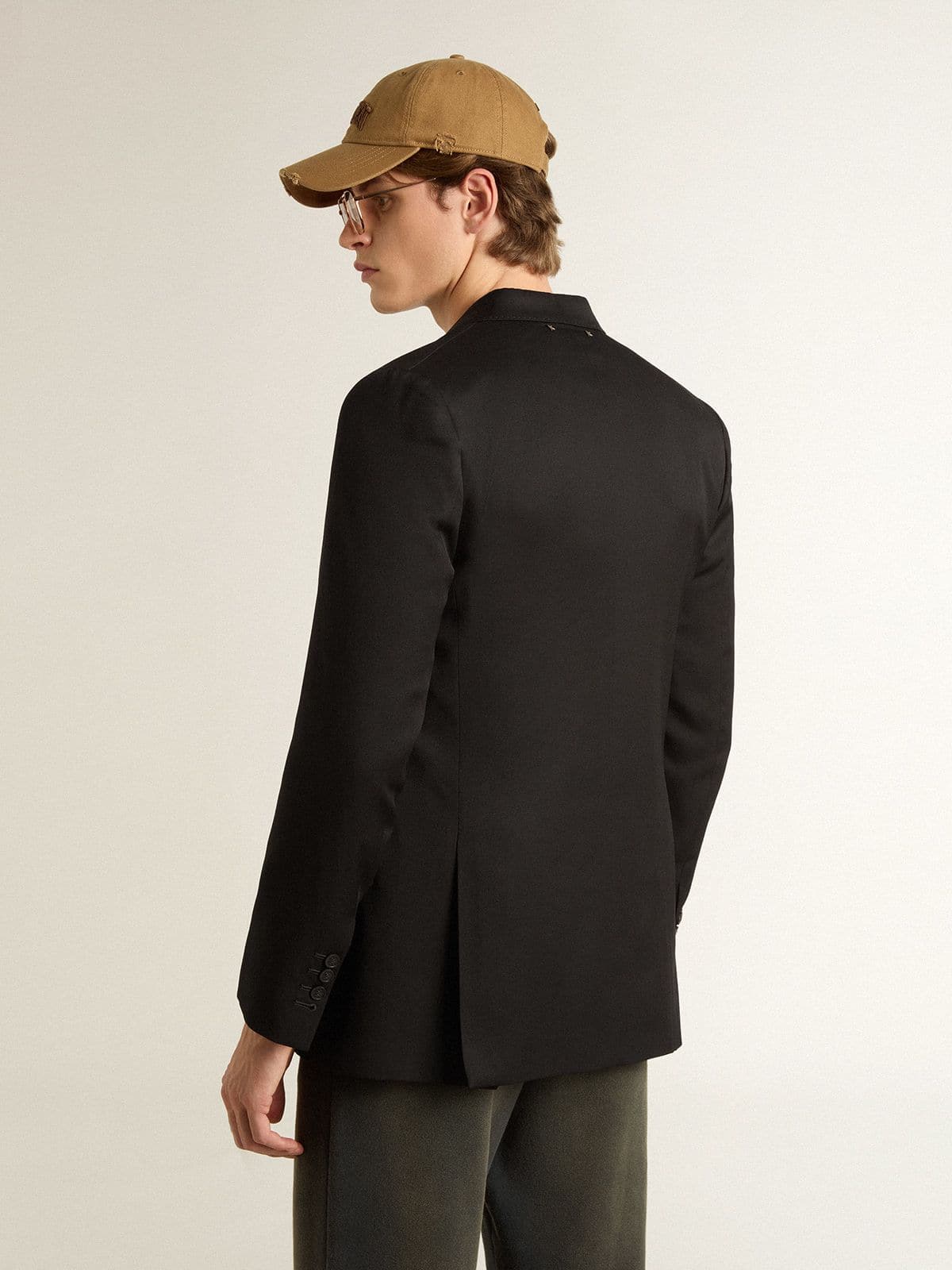 Men’s black double-breasted blazer with button fastening - Golden Goose Men