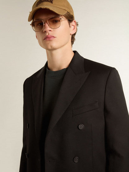 Men’s black double-breasted blazer with button fastening - Golden Goose Men