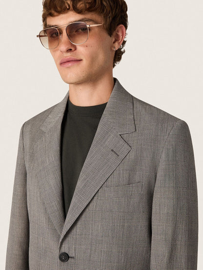 Men's jacket in gray Prince of Wales check wool - Golden Goose Men