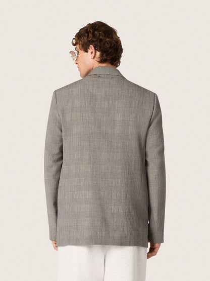 Men's jacket in gray Prince of Wales check wool - Golden Goose Men