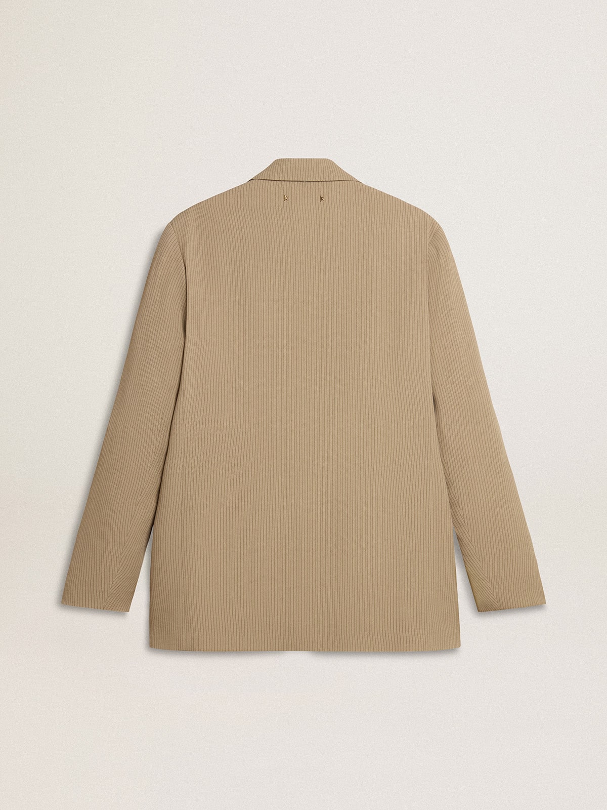 Men's beige pinstripe single-breasted jacket with an oversized fit - Golden Goose Men