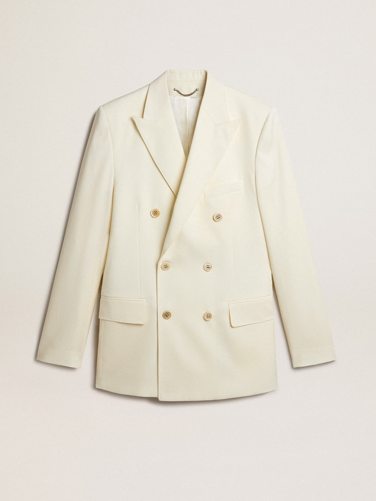 Men’s cream-colored double-breasted blazer - Golden Goose Men
