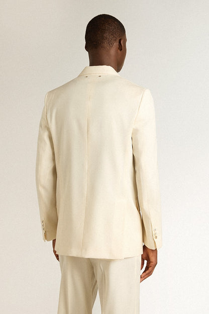Men’s cream-colored double-breasted blazer - Golden Goose Men