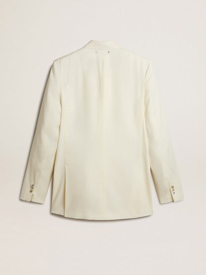 Men’s cream-colored double-breasted blazer - Golden Goose Men
