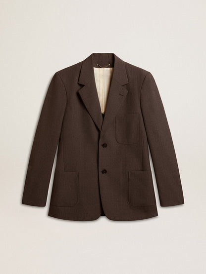 Men's tailored jacket in anthracite gray virgin wool - Golden Goose Men