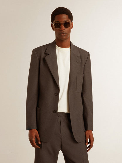 Men's tailored jacket in anthracite gray virgin wool - Golden Goose Men