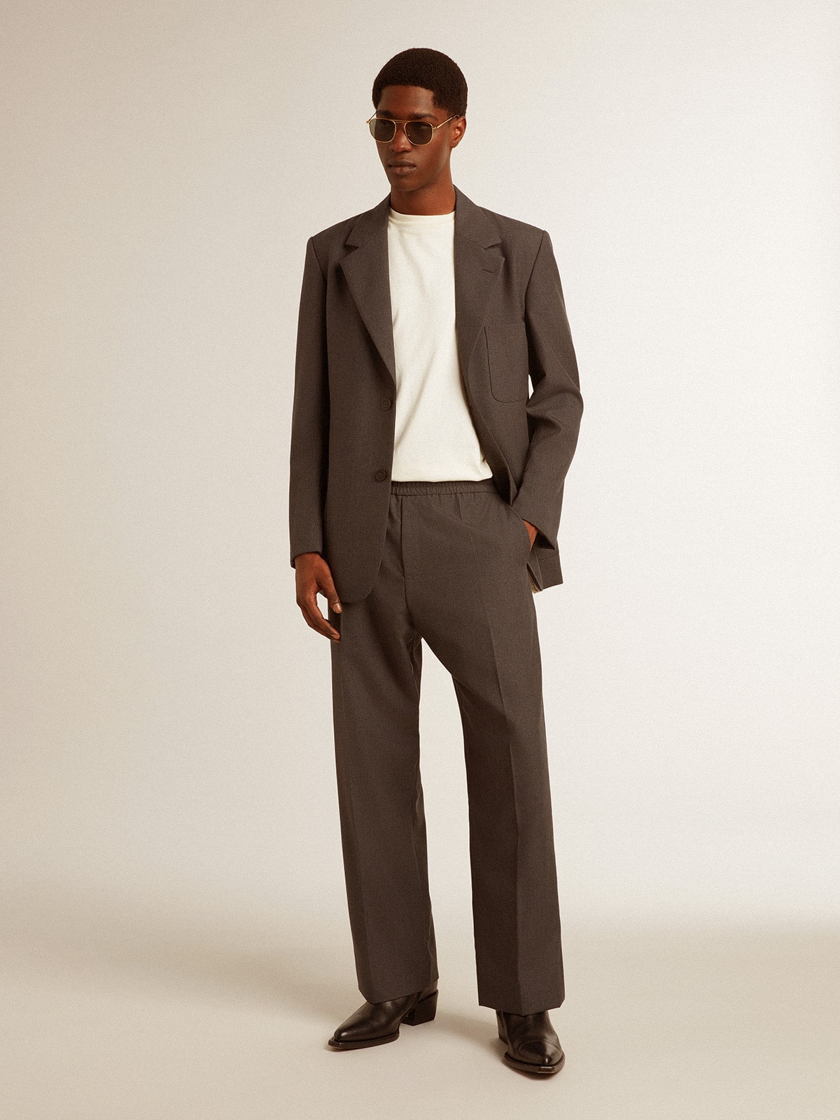 Men's tailored jacket in anthracite gray virgin wool - Golden Goose Men