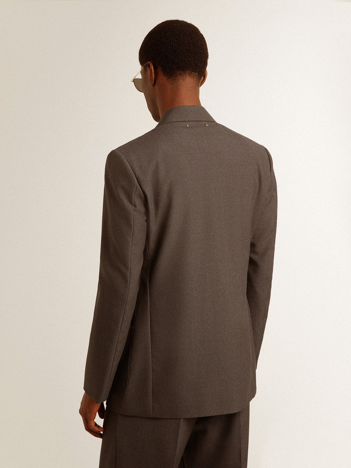 Men's tailored jacket in anthracite gray virgin wool - Golden Goose Men
