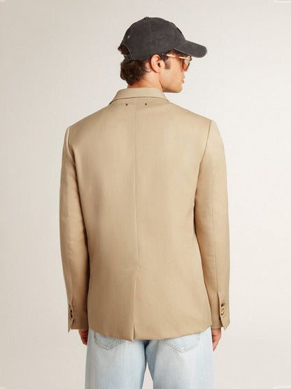 Single-breasted blazer in sand with horn buttons - Golden Goose Men