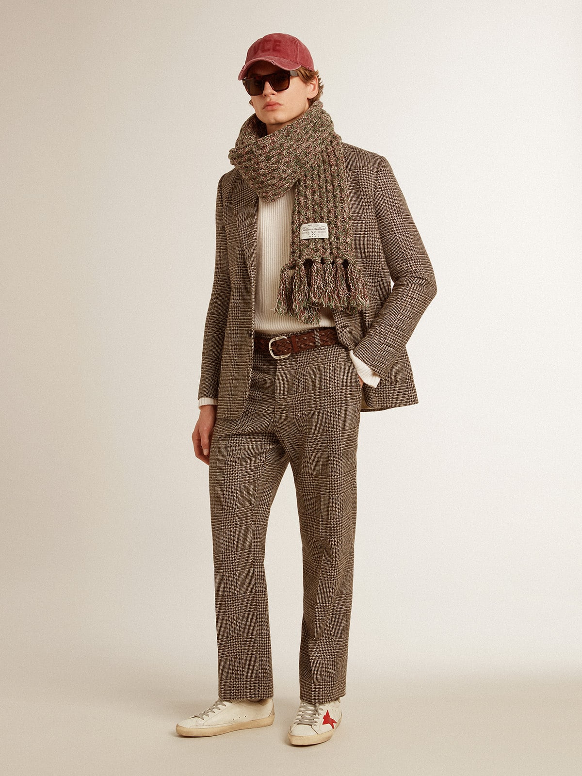 Gray single-breasted blazer for men in houndstooth wool - Golden Goose Men