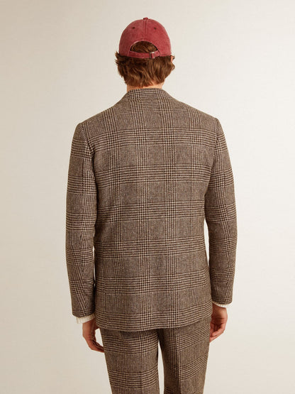 Gray single-breasted blazer for men in houndstooth wool - Golden Goose Men