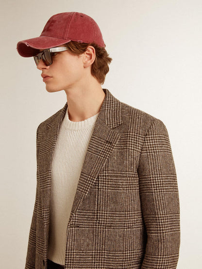 Gray single-breasted blazer for men in houndstooth wool - Golden Goose Men