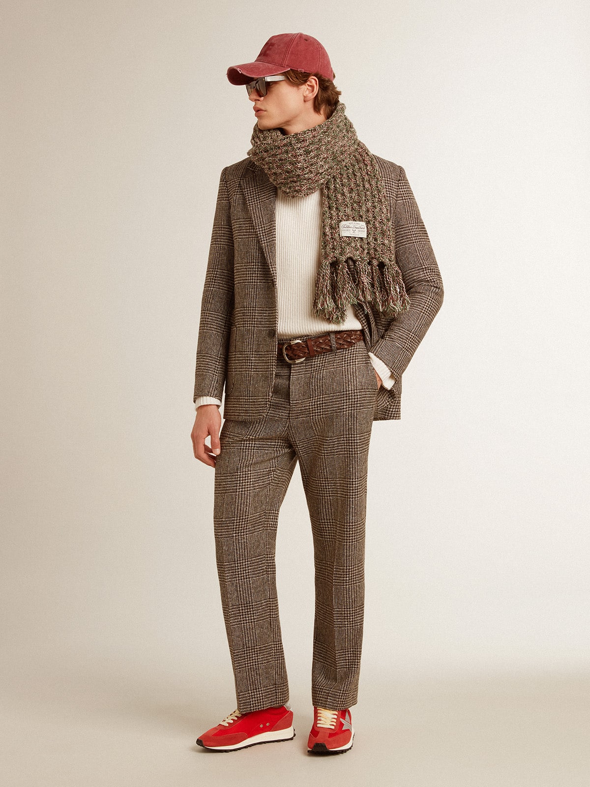 Gray single-breasted blazer for men in houndstooth wool - Golden Goose Men