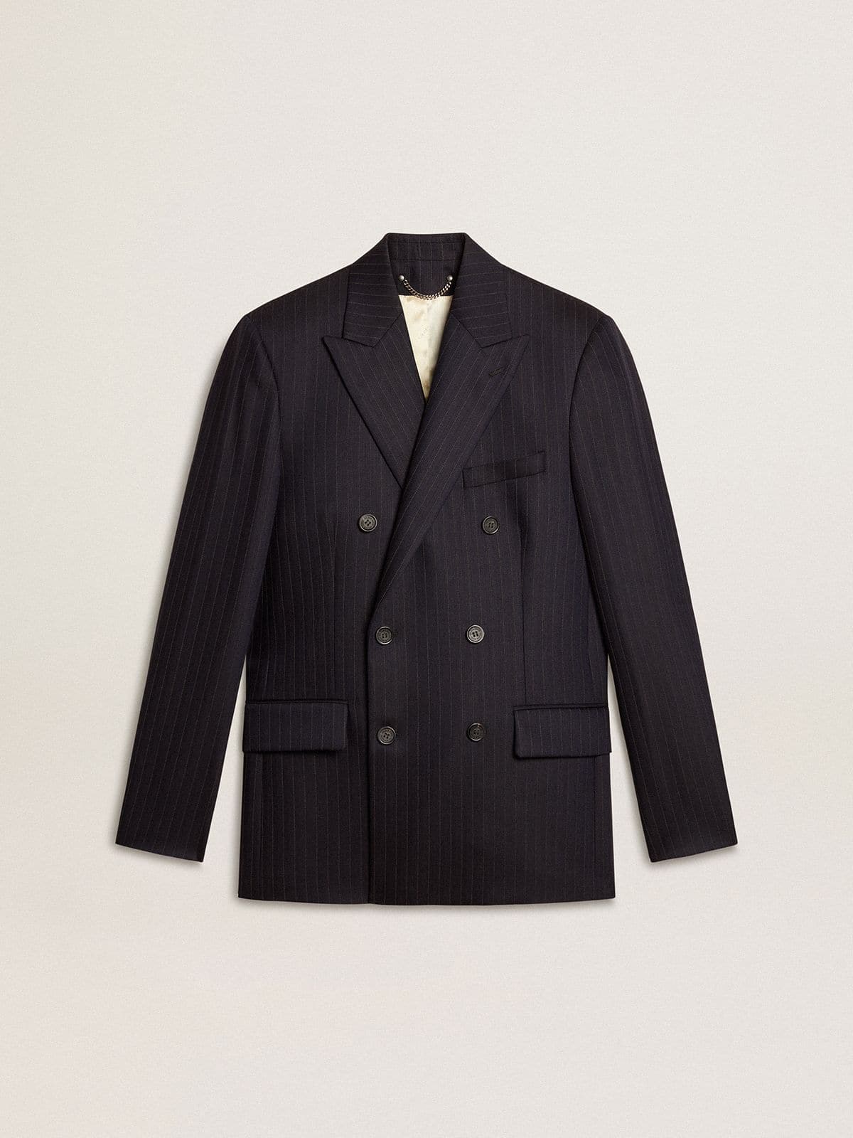 Men's midnight blue wool double-breasted blazer - Golden Goose Men