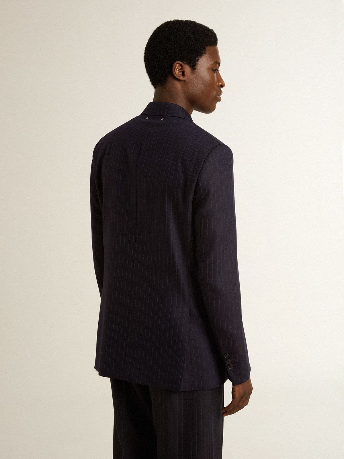 Men's midnight blue wool double-breasted blazer - Golden Goose Men