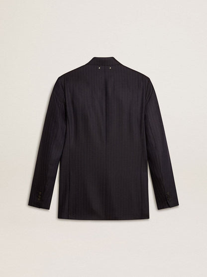 Men's midnight blue wool double-breasted blazer - Golden Goose Men