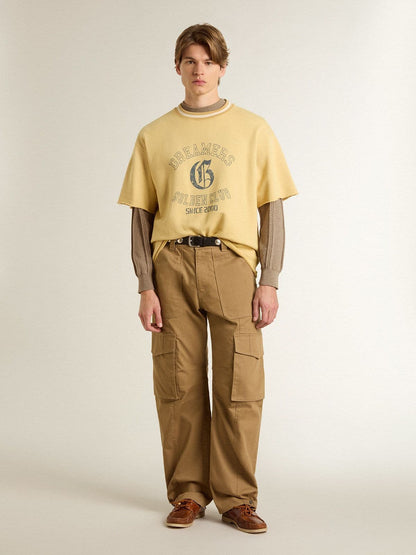Men's beige sweater with embroidered logo - Golden Goose Men