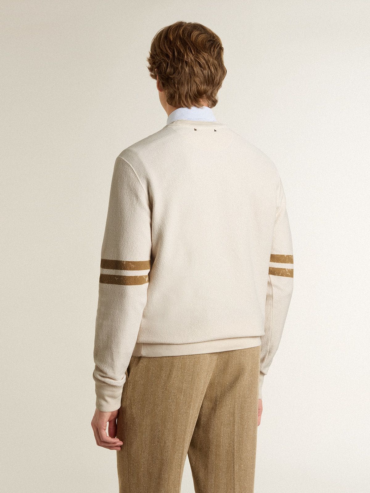 Men's white cotton sweatshirt with front print - Golden Goose Men