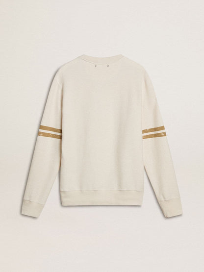 Men's white cotton sweatshirt with front print - Golden Goose Men