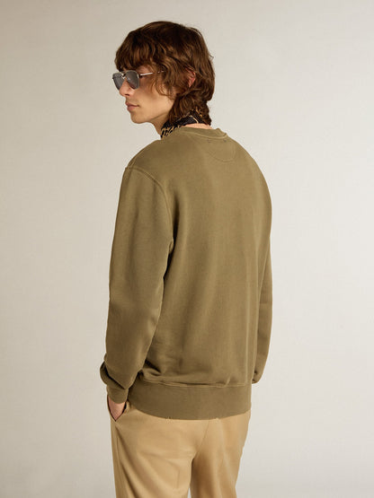 Men's olive green sweatshirt with Golden lettering - Golden Goose Men