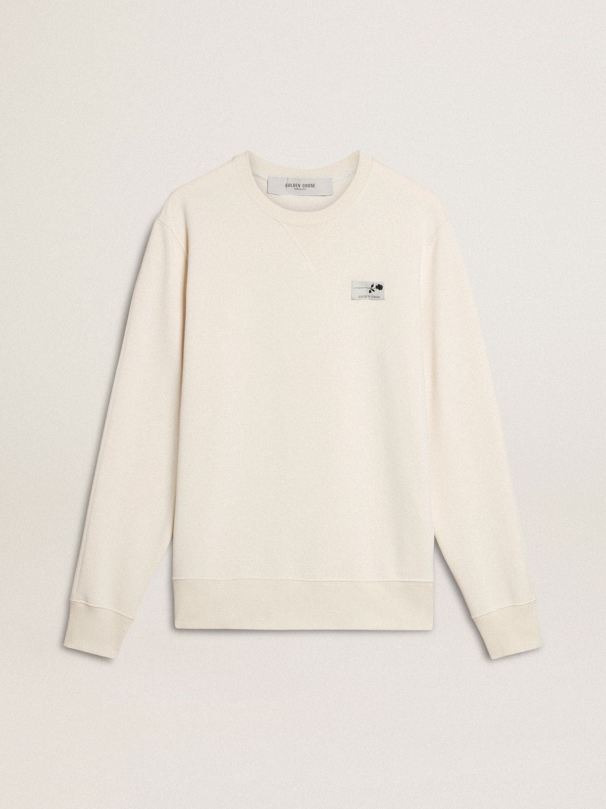 Men's white cotton sweatshirt with print on the back - Golden Goose Men