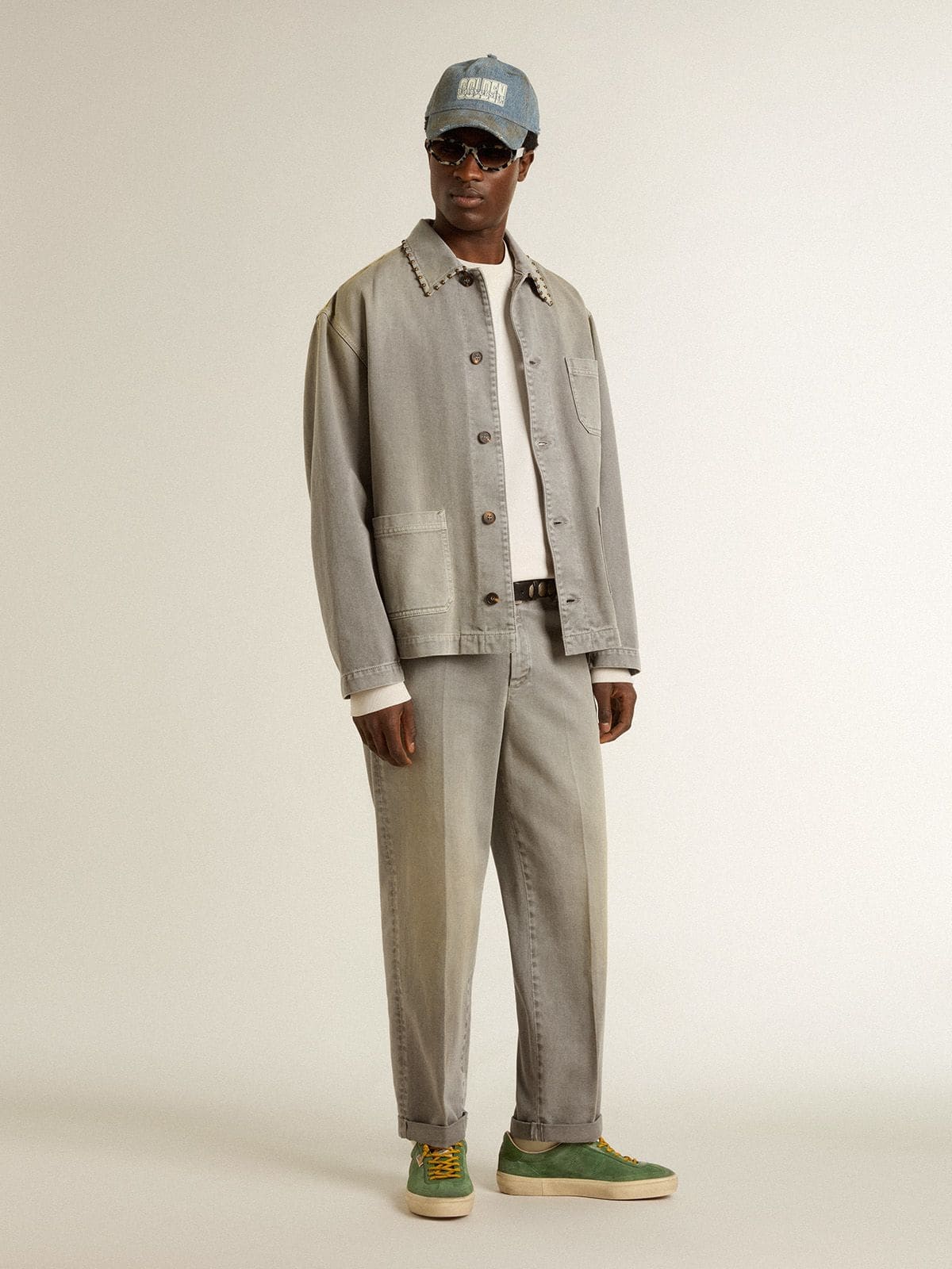 Men's white cotton sweatshirt with print on the back - Golden Goose Men