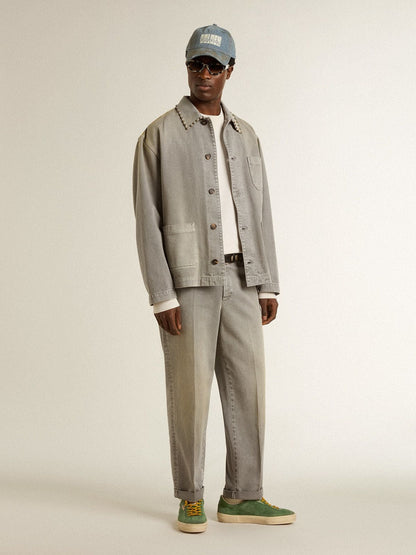 Men's white cotton sweatshirt with print on the back - Golden Goose Men