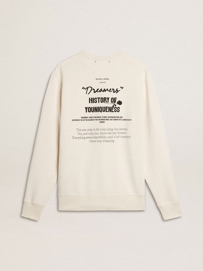 Men's white cotton sweatshirt with print on the back - Golden Goose Men