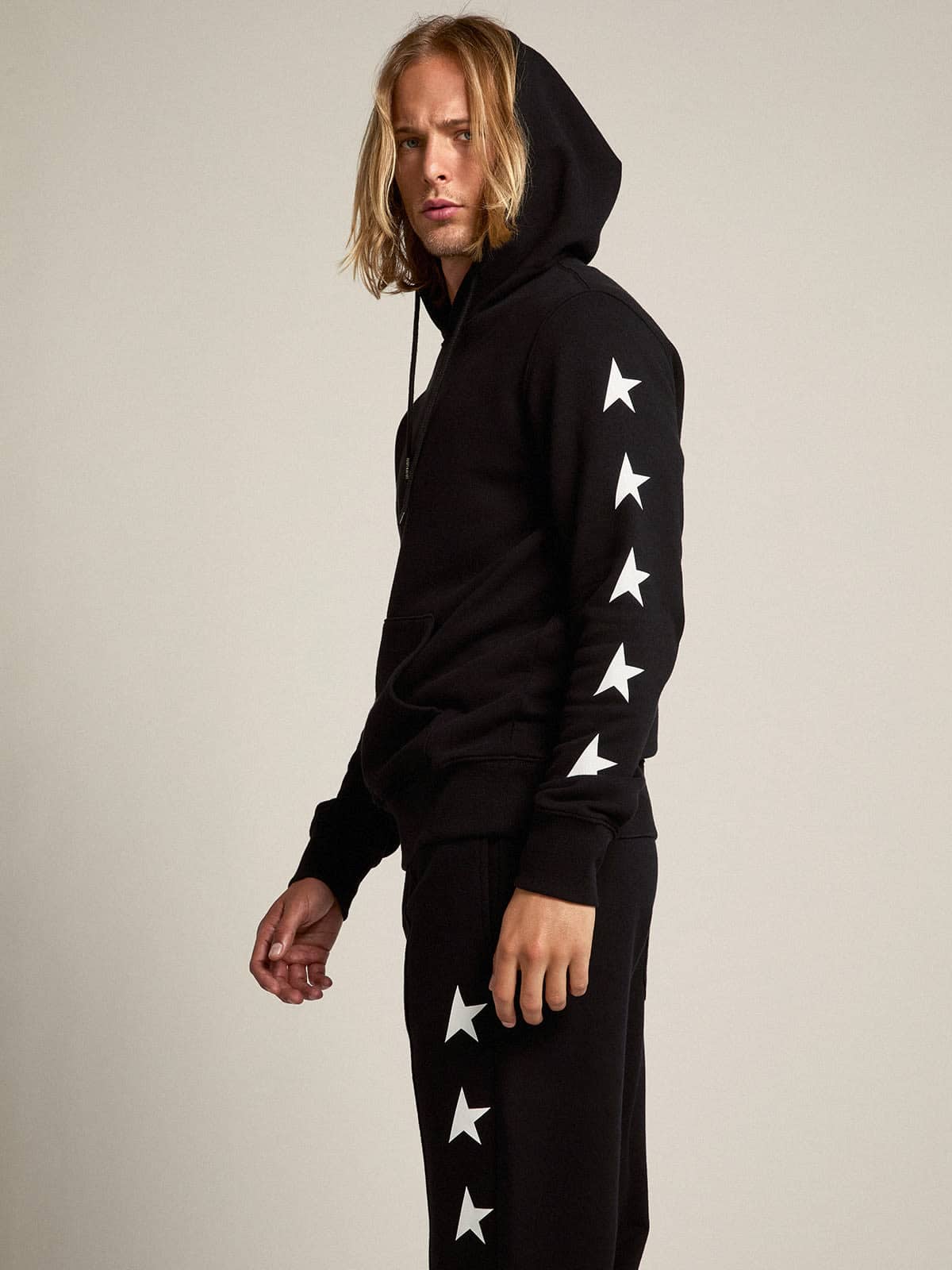 Black Alighiero Star Collection sweatshirt with contrasting white stars - Golden Goose Men